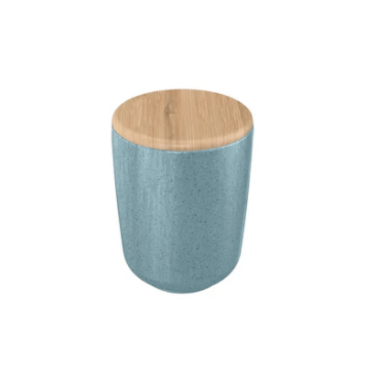 Porta Algodao Com Tampa Em Bambu Osaka Azul Marinho - Ou Porta Algodao Com Tampa Em Bambu Osaka Azul Marinho - Ou